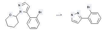 1H-Pyrazole,3-(2-bromophenyl)- can be prepared by 5-(2-bromo-phenyl)-1-(tetrahydro-pyran-2-yl)-1H-pyrazole at the temperature of 20°C